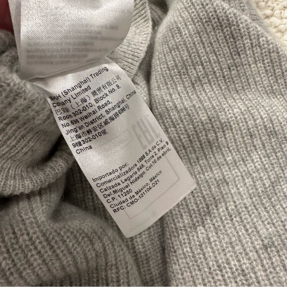 BA&SH 100% Cashmere “Cramy” Twist Back Ribbed Knit Sweater in Grey Sz S - Picture 10 of 14